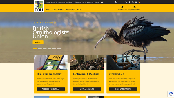 Screenshot of the The British Ornithologists' Union website