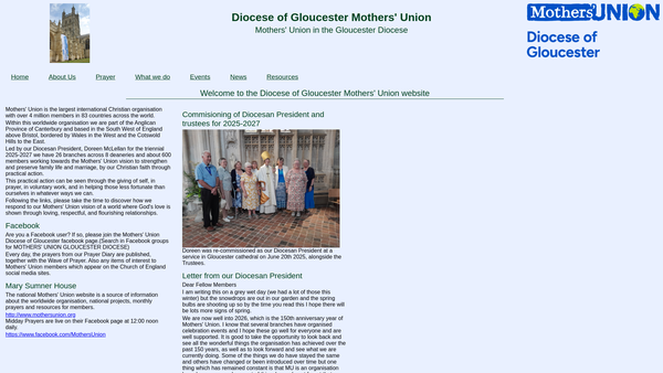 Screenshot of the The Mothers' Union - Gloucester Diocese website