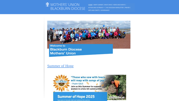 Screenshot of the The Mothers' Union (Diocese Of Blackburn Branch) website