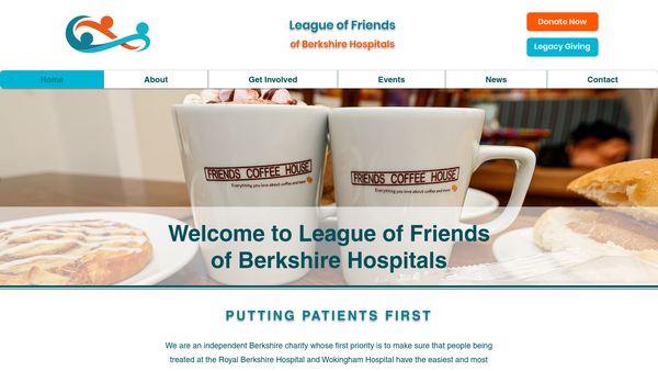 Screenshot of the League Of Friends Of Reading Hospitals website