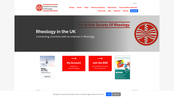 Screenshot of the The British Society Of Rheology website