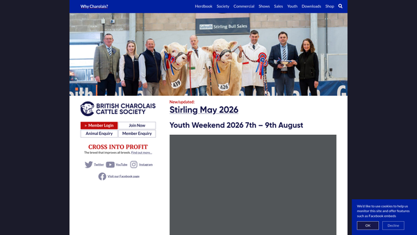 Screenshot of the The British Charolais Cattle Society Limited website