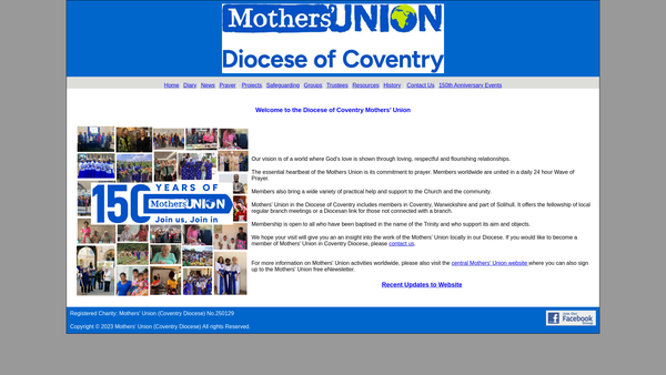 Screenshot of the The Mothers' Union (Coventry Diocese) website