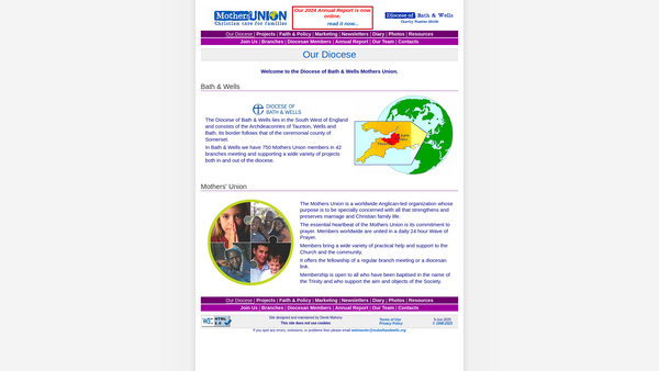 Screenshot of the The Mothers' Union (Diocese Of Bath And Wells Branch) website