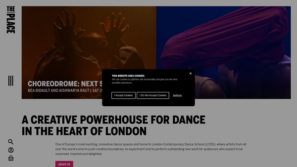 Screenshot of the London Contemporary Dance (The Place) Limited website