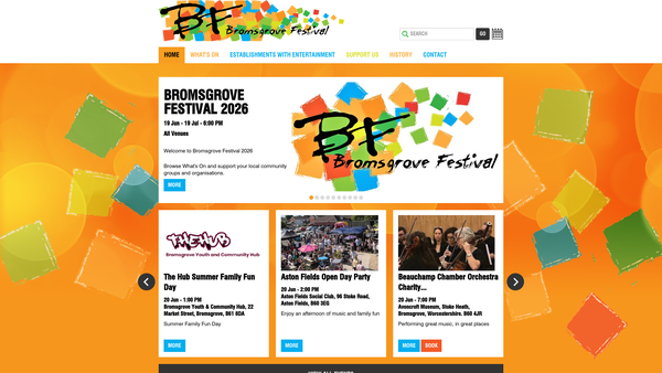 Screenshot of the Bromsgrove Festival Limited website