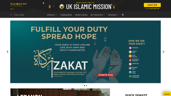 Screenshot of the The United Kingdom Islamic Mission website
