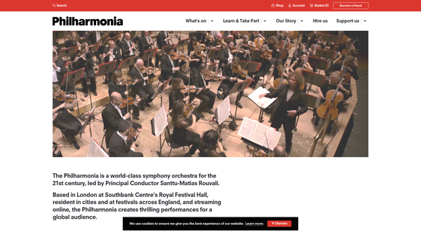 Screenshot of the Philharmonia Ltd website