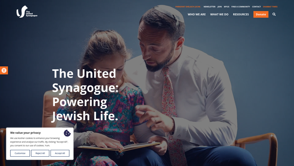 Screenshot of the Sheffield Jewish Congregation And Centre website
