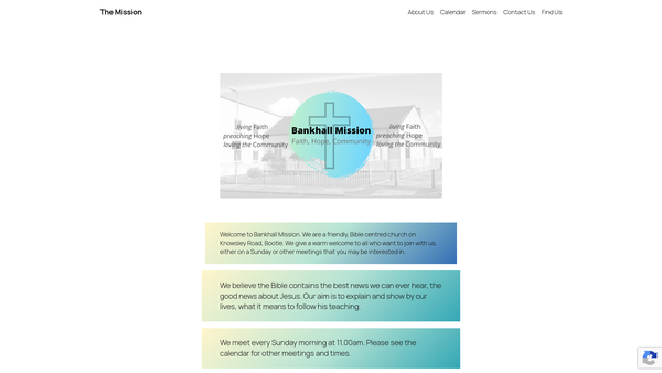 Screenshot of the Bankhall Mission - Manse website