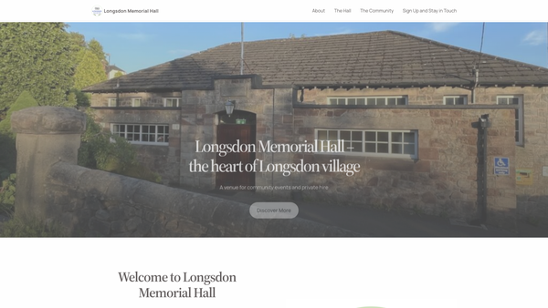 Screenshot of the The Longsdon Memorial Hall website