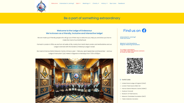 Screenshot of the The Lodge Of Endeavour Benevolent Fund website