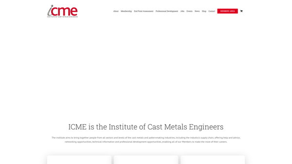 Screenshot of the Institute Of Cast Metals Engineers website