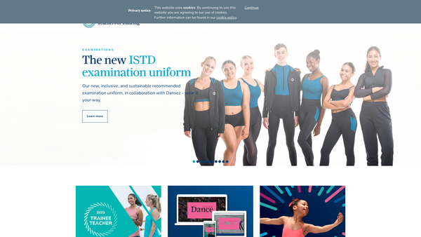 Screenshot of the Imperial Society Of Teachers Of Dancing website
