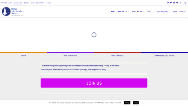 Screenshot of the The British Interplanetary Society website