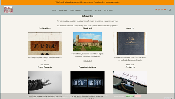 Screenshot of the Church Lands website