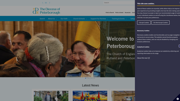 Screenshot of the The Peterborough Diocesan Board Of Finance website