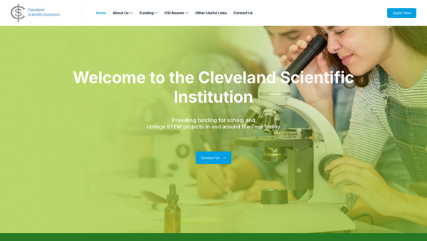 Screenshot of the Cleveland Scientific Institution website