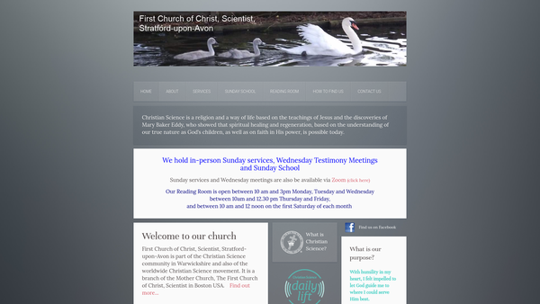 Screenshot of the First Church Of Christ, Scientist, Stratford-Upon-Avon website