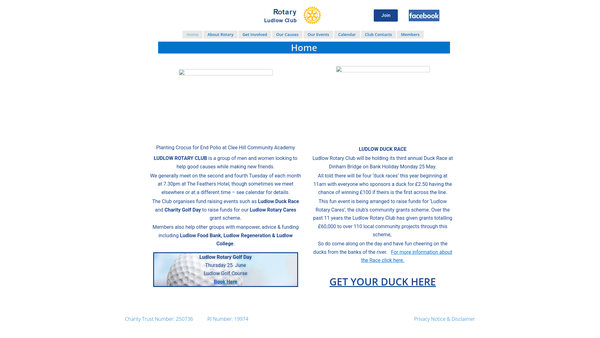 Screenshot of the Ludlow Rotary Club Charitable Trust website