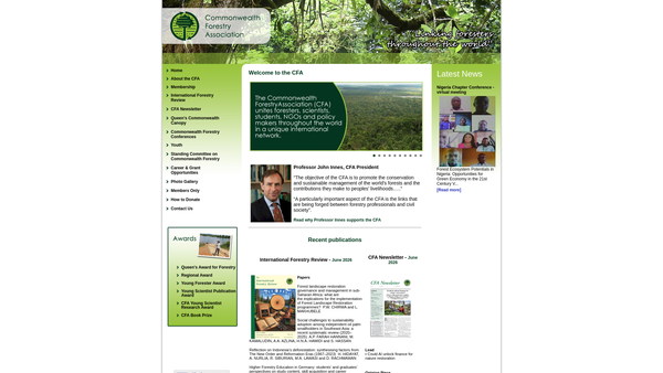 Screenshot of the Commonwealth Forestry Association website