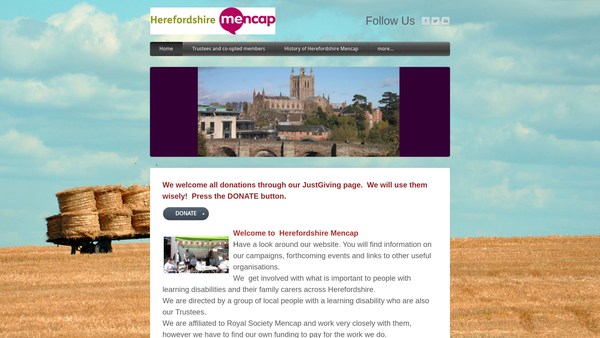 Screenshot of the Herefordshire Mencap website