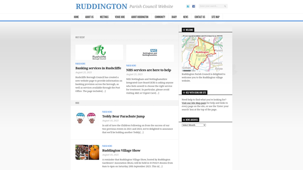 Screenshot of the The Village Hall (Ruddington) website