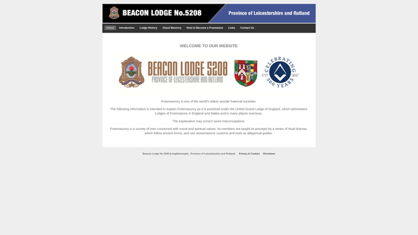 Screenshot of the Beacon Lodge No 5208 Almoner's Fund website