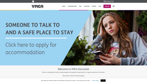 Screenshot of the Doncaster Young Men's Christian Association website
