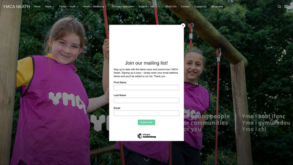 Screenshot of the Young Men's Christian Association Neath Branch website