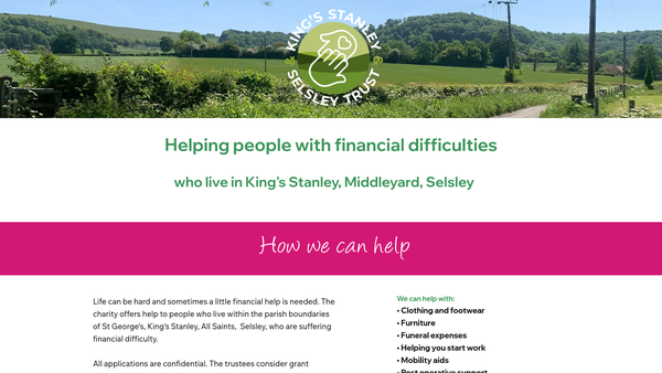 Screenshot of the King's Stanley & Selsey Trust website