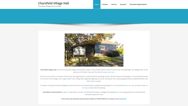 Screenshot of the Wilfred Harris Youngman For Village Hall website