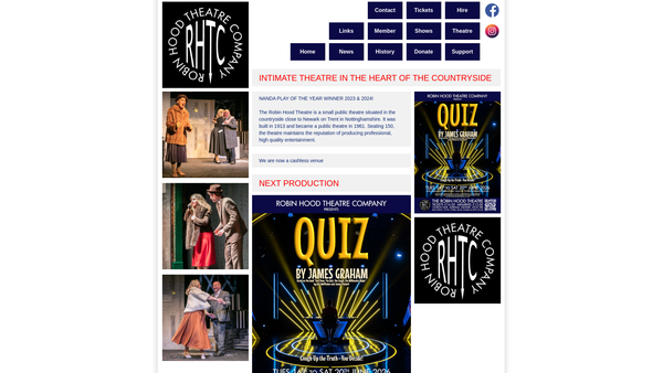 Screenshot of the Robin Hood Theatre Trust website