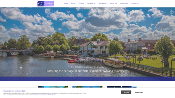 Screenshot of the Stratford-Upon-Avon Society website