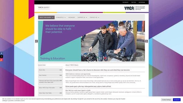 Screenshot of the Barry Young Men's Christian Association website