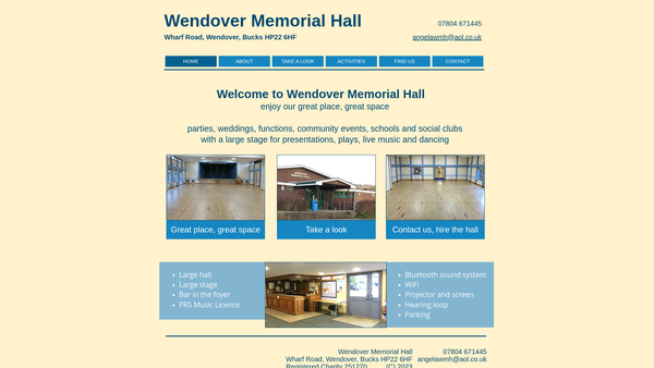 Screenshot of the Wendover Memorial Hall website