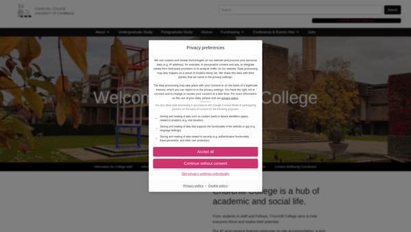 Screenshot of the The Churchill College Chapel Society Trust website