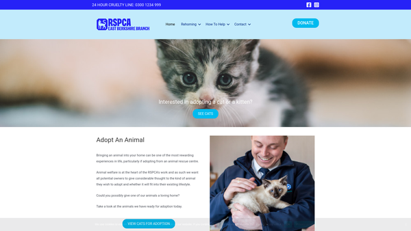 Screenshot of the RSPCA East Berkshire Branch website