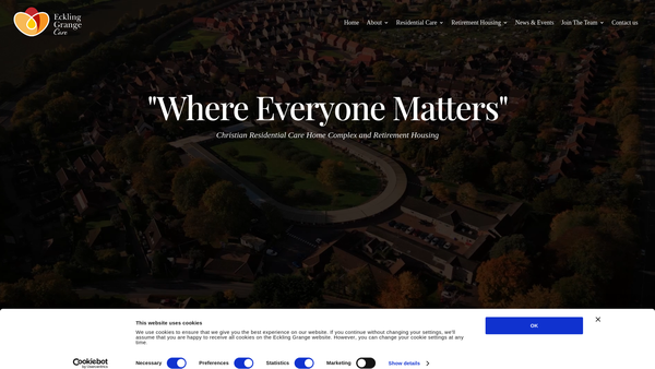 Screenshot of the Eckling Grange Limited website