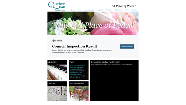 Screenshot of the Quebec Hall Limited website