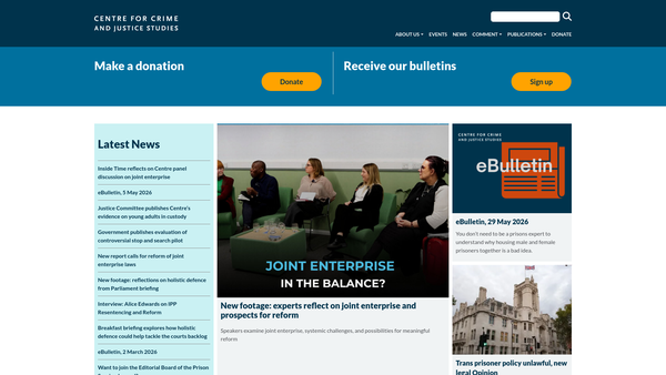 Screenshot of the The Centre For Crime And Justice Studies (Istd) website