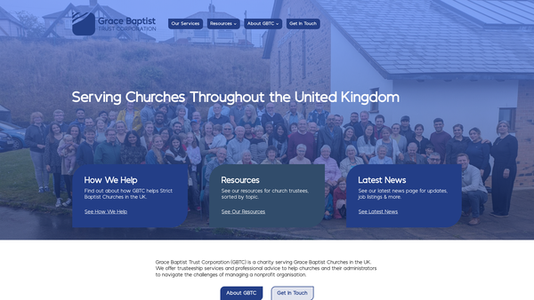 Screenshot of the Grace Baptist Trust Corporation website