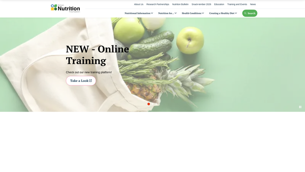 Screenshot of the The British Nutrition Foundation website