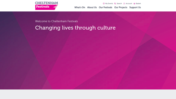 Screenshot of the Cheltenham Festivals website