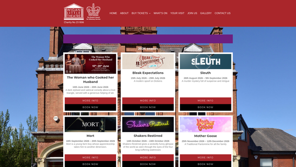 Screenshot of the Wigan Little Theatre website