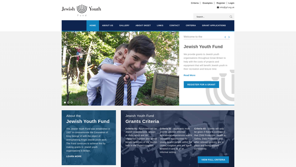 Screenshot of the The Jewish Youth Fund website