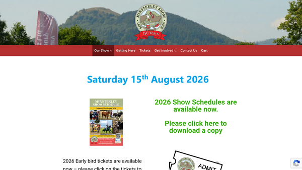 Screenshot of the Minsterley Show Society website