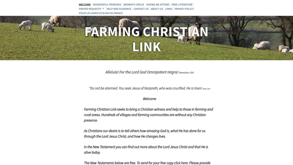 Screenshot of the Farmers' Christian Postal Service website