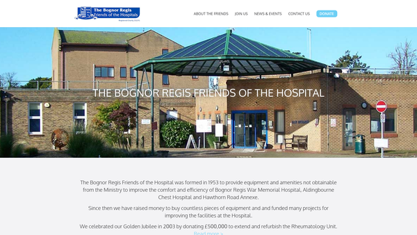 Screenshot of the The Bognor Regis Friends Of The Hospitals website