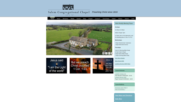 Screenshot of the Salem Congregational Chapel Martin Top website